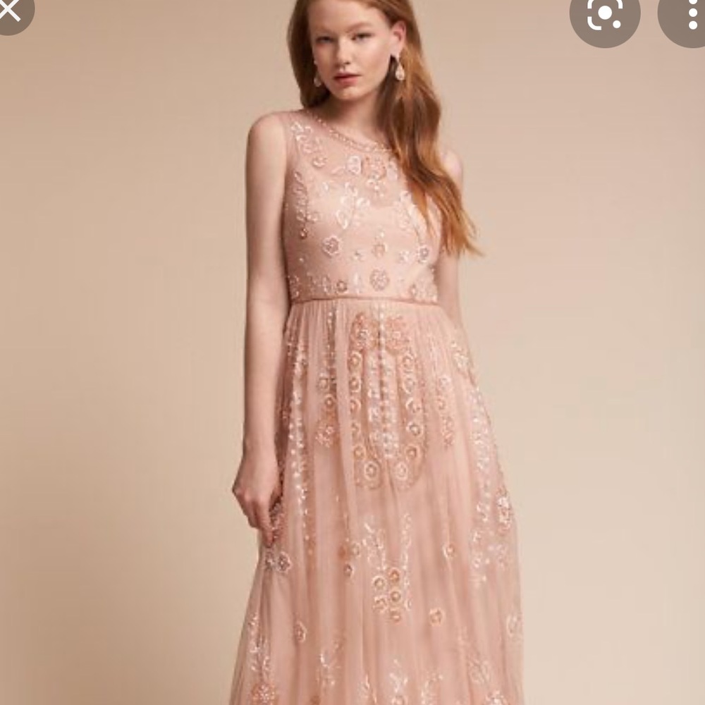 BHLDN Abington Gown Bridal Dress Nude Rose Floral